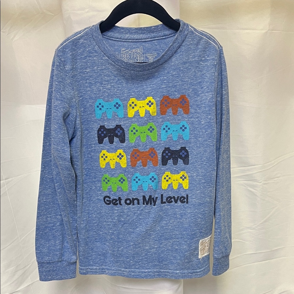 The original retro brand Kids Long Sleeve Tee with gaming Design blue size 5